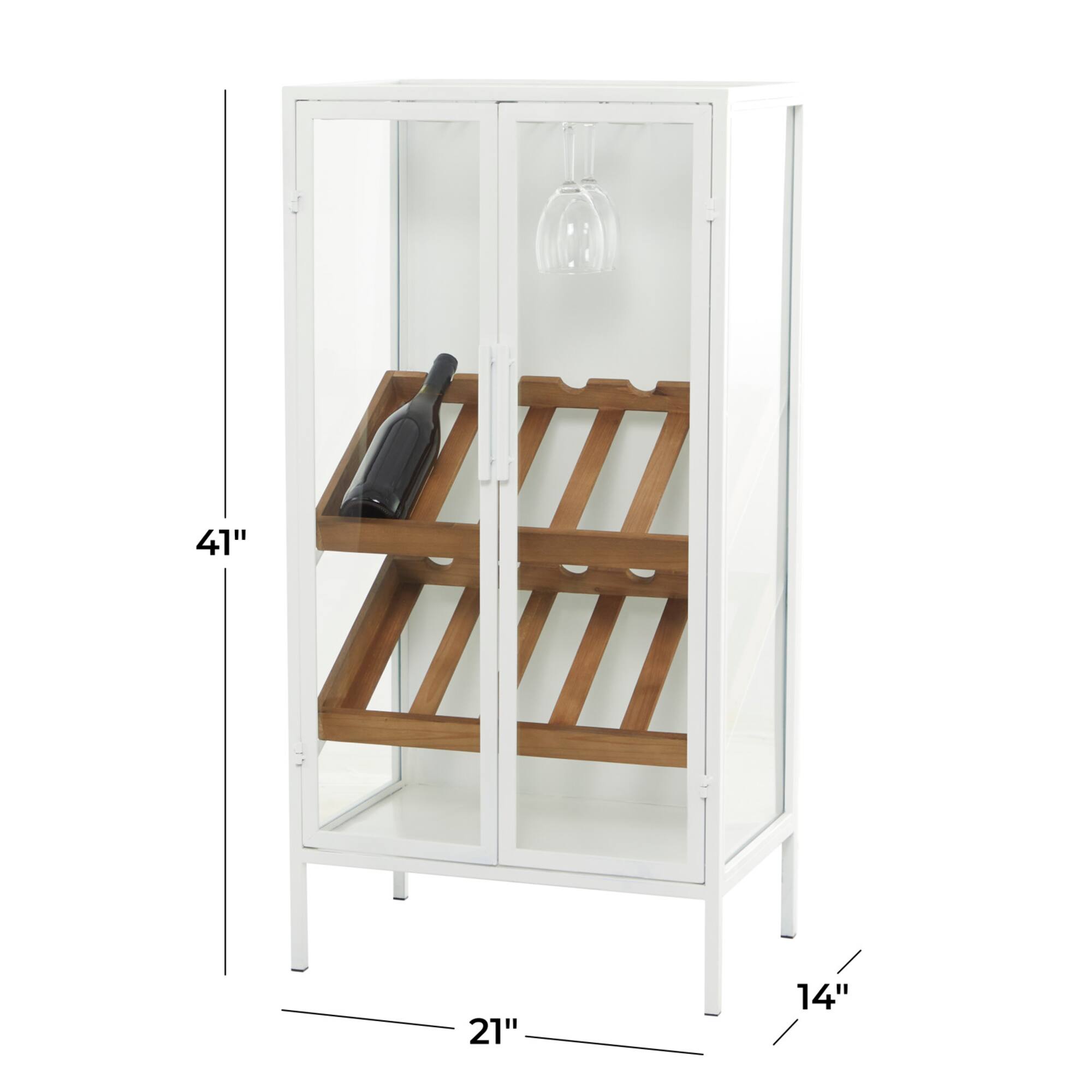 White Metal Farmhouse Standing Wine Rack 41" x 21" x 14"